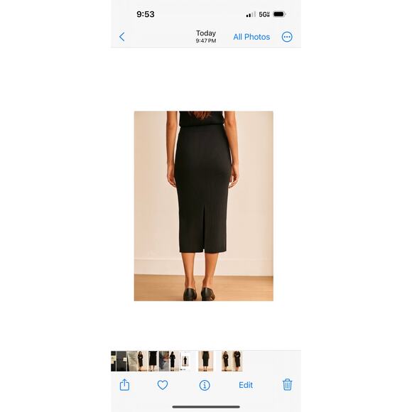 Vince Black Ribbed Knit Pencil Skirt With Back Slit Classic Minimalist Small - Picture 10 of 16